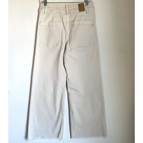 Articles Of Society Cropped Wide Leg Jeans 8/29 Ivory Mid Rise Relaxed Raw Hem - Picture 2 of 13